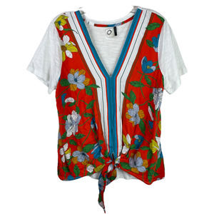 Akemi & Kim Anthropologie Tie front  Handkerchief V Neck Top Size M